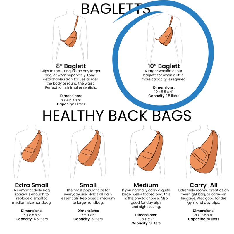 AmeriBag 10" Healthy Back Bag Microfiber Ergonomic Crossbody Sling Baglett