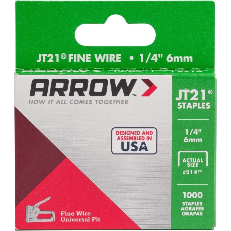 Arrow 214 JT21 Thin Wire Staples for Staple Guns and