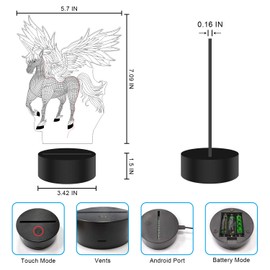 3D Unicorn Night Light, Unicorn Lamp, Unicorn Light with Touch Switch,Unicorn Bedroom Decor for Girls, Gift for Kids Christmas Birthday