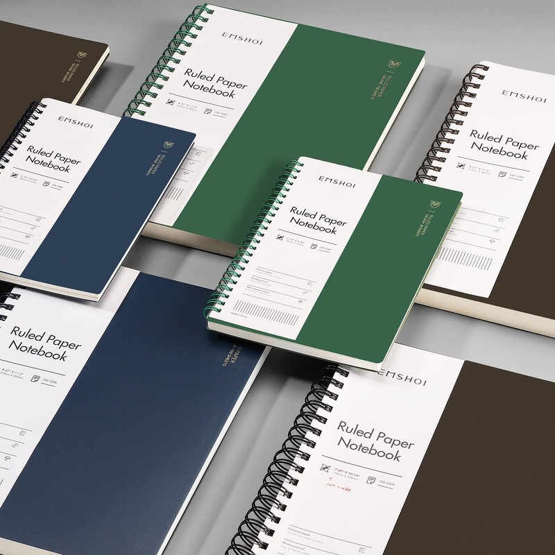 EMSHOI A4 Spiral Notebook College Ruled Lined Journal, 11.2" X
