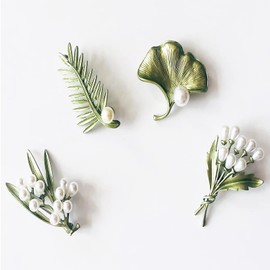 Women's Brooch Set, Animal Shape Crystal Brooch, Vintage Leaf Pearl Brooch Pins for Clothing Decoration, Pearl