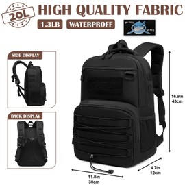 SunForMorning Kids Tactical Backpack Army Molle Bookbag Military Boys Backpack for School, Outdoor, Travel, Camping, Black