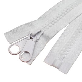 YaHoGa 2PCS #10 40 Inch Separating Large Plastic Zippers White with Double Pull Tab Slider Heavy Duty Zippers for Sewing, Sleeping Bag, Boat, Marine, Canvas, Cover, Dog Bed, Tent (40" DP White)