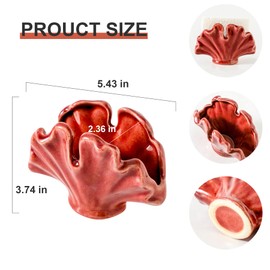 Ceramic Sponge Holder,Sponge Holder for Kitchen Sink,Compact Sink Caddy Organizer-Scouring Pad and Dish Sponge Holders,Farmhouse Kitchens Decor Cute Kitchen Gadgets Accessories(Red)