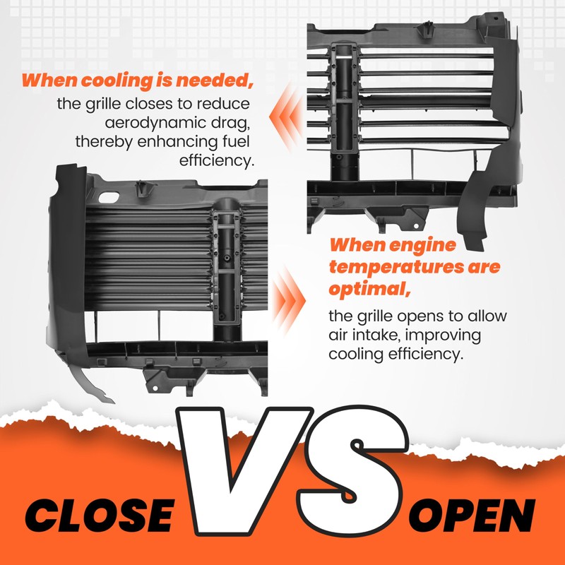 HECASA Active Grille Shutter Assembly w/o Actuator Compatible with 2013-2018