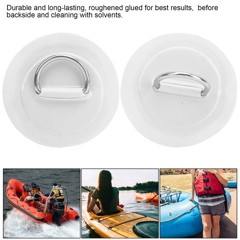 Inflatable Boat D‑Ring Pad, Stainless Steel + PVC D‑Ring Pad