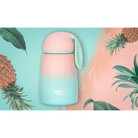 BISOU MAMI® Edelstahl Thermoskanne für Baby und Kinder - Auslaufsichere Isolier-Flasche Cataleya in niedlichem Design - BPA freie Trinkflasche mit 100% Isolierung - Thermosflasche Turquoise Silk Rubin