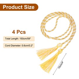 sourcing map 4 Pcs Graduation Cords, Graduation Tassel Honor Cords, 2025 Graduation Honor Cord with Tassel, Braided Cords for Graduation Bachelor Gown Sewing, Gold+White
