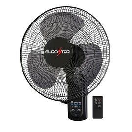 EUROSTAR 16" Wall Fan with Remote, Black
