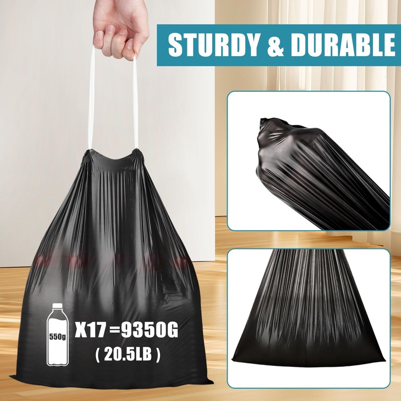 100 Count Small Trash Bags, JUKFITA 4 Gallon Trash Bags