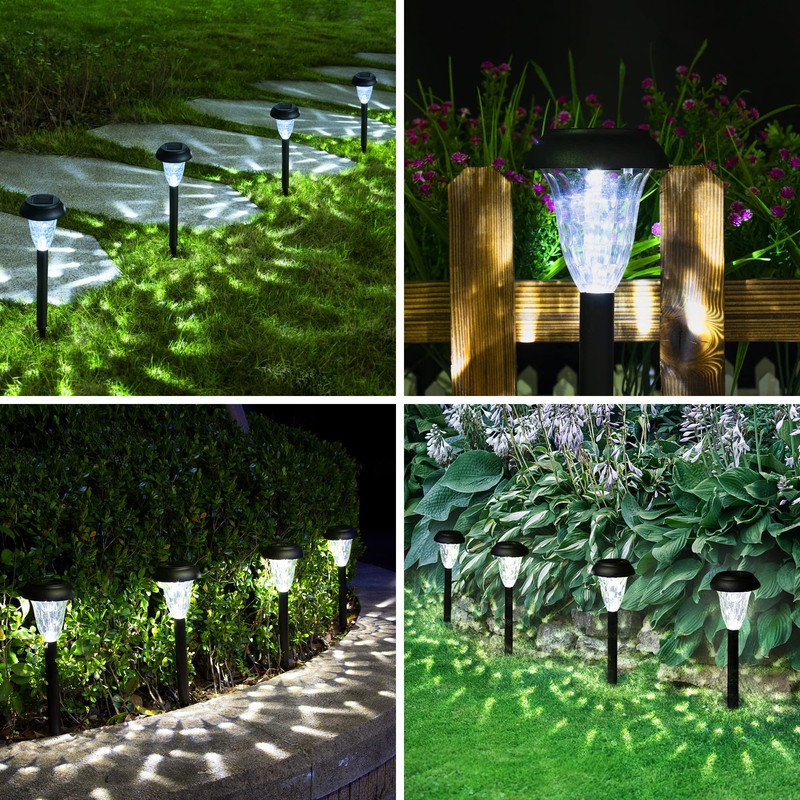 GIGALUMI 16 Pack Solar Light Outdoor Waterproof, Cool White Pathway