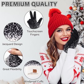 FZ FANTASTIC ZONE Womens Winter Warm Touchscreen Gloves Knit Texting Working Thermal Gloves for Women Cold Weather Gifts