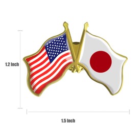 12/Pack-American Japan Friendship Flag Pins Bulk -1.5” Metal Patriotic United States of America USA Japanese Lapel Pins Badge Souvenir
