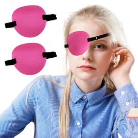 SimautHawk 2 Pcs, Eye Patch,Eye Patches Medical, Amblyopia Lazy Eye Patches， Adjustable Eyepatch, for Left or Right Eyes, and Cosplay Pirate Costume (Pink, 2.95 x 2.76 inches)