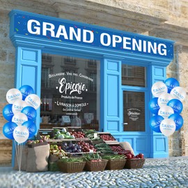 Large Grand Opening Banner 30 Pieces Latex Balloons Grand Opening Decorations 12 Inch Latex Balloons 18 x 118 Inch Retail Store Shop Business Restaurant Banners Flag