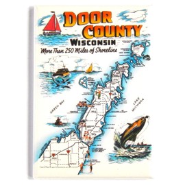 Door County Wisconsin Map Fridge Magnet (Style b) (1.75 x 2.75 inches)