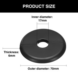 Qiyuda 4 Pcs Wall Split Flange Self-Adhesive Escutcheon Plate for Buckle 17mm / 0.6" Dia Water Pipe Faucet Decoration Plumbing Cover Plates, Black