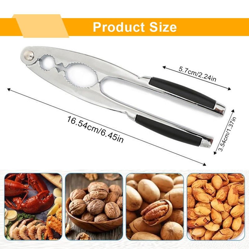 WeddHuis High-quality nutcracker, stainless steel, walnut cracker with non-slip handle,