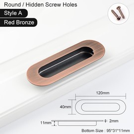 MiJunHD Recessed Door Handles Stainless Steel Cabinet Furniture Door Handles Red 120x40mm Round Hidden Holes Rectangle Handles/Pulls for Interior and Cabinet Doors