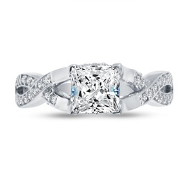 Size - 6-925 Sterling Silver Princess Cut Infinity Twist Solitaire Engagement Ring CZ Cubic Zirconia (1.50cttw., 1.0ct. Center)