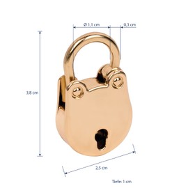 HMF Mini Decorative Padlock with Key | 3.8 x 2.5 x 1 cm | Gold