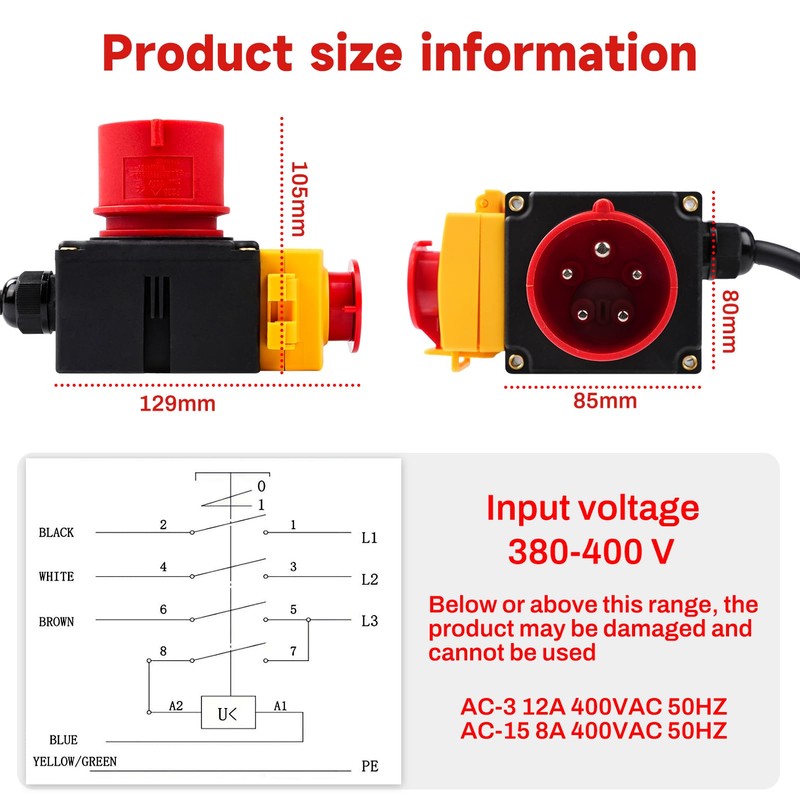 Wattive Switch Plug 400VAC KOA7 Machine Switch Motor Protection Switch,