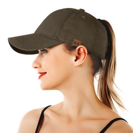 BLURBE Ponytail Baseball Caps for Women - High Pony Caps, Cotton Plain Color Adjustable Classic Sports Casual Ponytail Baseball High Bun Ponycaps for Womens Brown