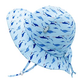 Jan & Jul Cotton Foldable Baby Boy & Girl Sun Hat with Adjustable Strap (S: 0-6 Months, Narwhale)