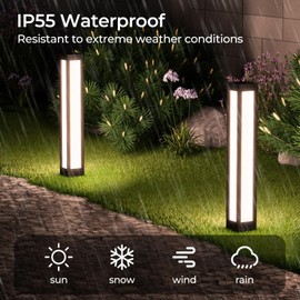 SkyGlow Outdoor Landscape Path Light, 32" Waterproof Stainless Steel LED Lighting, 8W 800LM Curb Appeal Lights, Modern Lawn Lights for Garden, Pathway, Bollard, Patio, Courtyard, Driveway Decoration