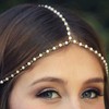 Inateannal Boho Pearl Head Chain Headpiece Jewelry Pearl Beaded Bridal