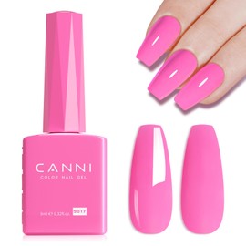 CANNI Pink Gel Polish, 1Pcs 9ML Hot Pink Gel Polish High Gloss Soak Off U V Nail Manicure Salon DIY For Women