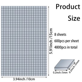 4800 Pieces Self-Adhesive Mirrors Mosaic Tiles Disco Ball Mirror Tiles Indoor Decoration Craft Decoration Glass Mirror DIY Tiles for Craft DIY Party (8 Sheets, 5 x 5mm)