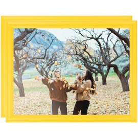 ArtToFrames 18x24 Inch Yellow Picture Frame, 2 - Pack, This 1.00 inch Custom Wood Poster Frame is Yellow, Comes with Economy Acrylic (Frame_Pack_2_0066-60823-YYLW-18x24)