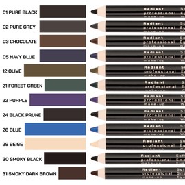 Radiant Professional Softline Waterproof Eye Liner Pencil with Smudging Tool - Long Lasting Under Eyeliner Pencil for Women, For the Perfect Smoky Eye, Black Prune (24)