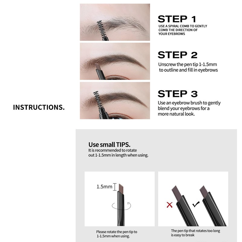 BLUE LOVE Eyebrow Pencil with Refillable Pack – Long-Lasting, Waterproof,