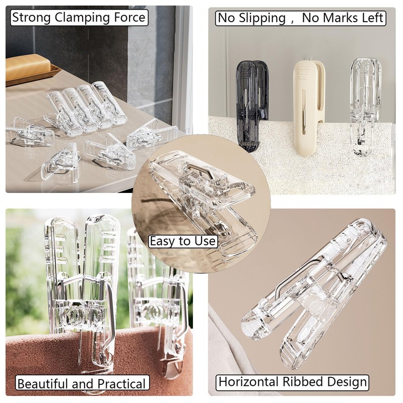 SODOI Plastic Clear Clips 20 Pack Plastic Spring Clips Multipurpose
