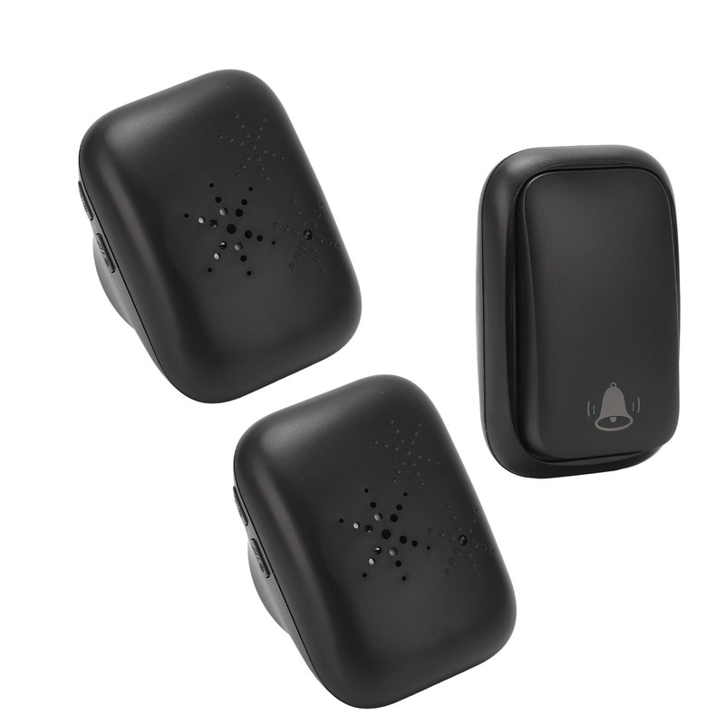 Wireless Doorbell ABS Black Self Powered 150m Range 433MHz with