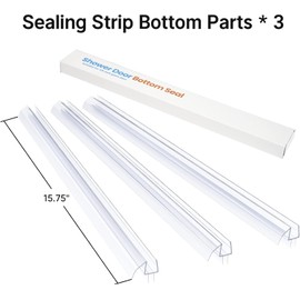 AmazerBath 3 PCS Shower Door Bottom Seal for 1/2 Inch Glass - (15.75 Inches x 3), 3 Section Segmented Shower Installation Kit Frameless Glass Door Seal Strip