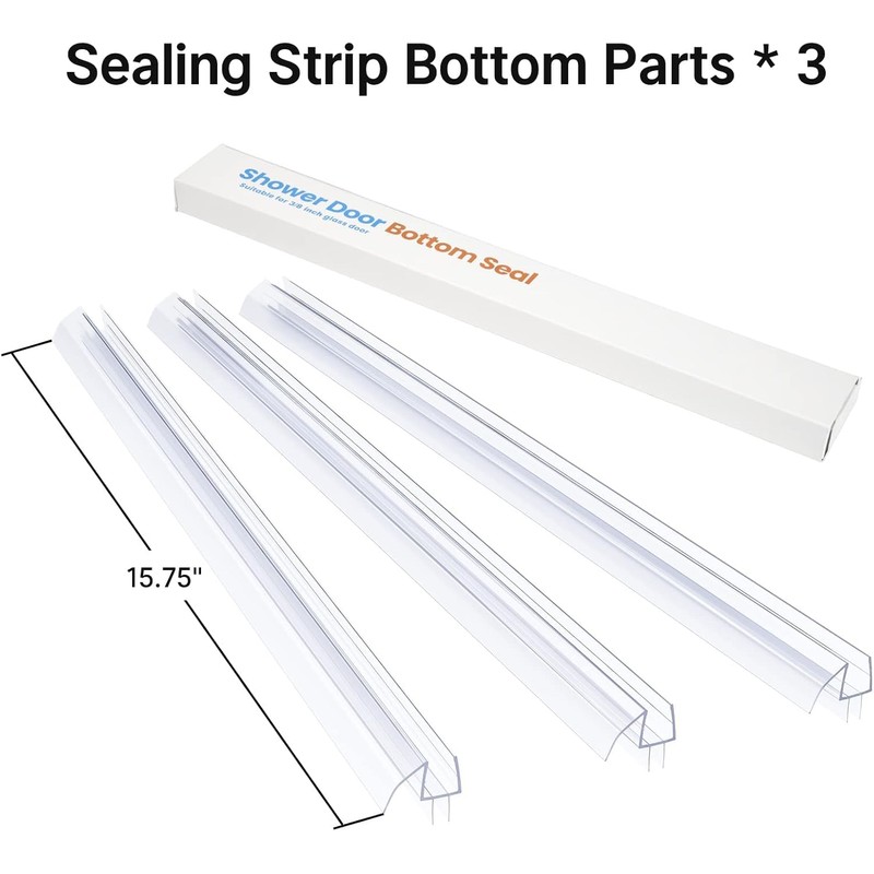 AmazerBath 3 PCS Shower Door Bottom Seal for 1/2 Inch