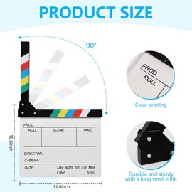 KISEER 12"x11" Movie Film Clap Board Wooden Movie Clapboard Film Clapper Board (Colorful)