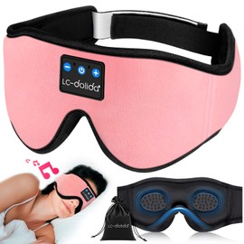3D Sleep Mask Headphones, Bluetooth Sleeping Eye Masks, Ultra-Thin HD Stereo Speakers Wireless Sleep Headphones for Yoga,Insomnia, Meditation, Over-ear Earbuds Cool Tech Gadget Gifts for Women Pink