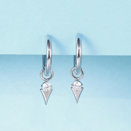 Limerencia Titanium Hoop Earrings with Pendant, G23 Medical Hypoallergenic Hanging Earrings with Pearls, Cubic Zirconia for Sensitive Ears, Fashion Women's Jewellery, Titanium