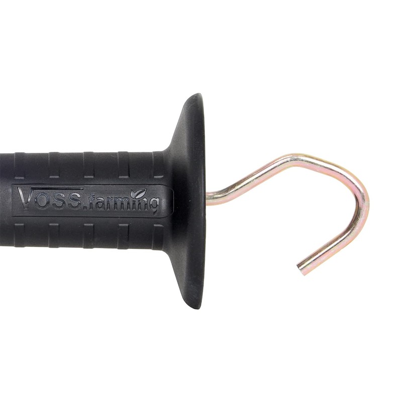 VOSS.farming 5 x gate handle with hook, black, pasture fence