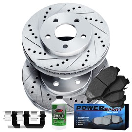 Power Sport Front Brakes and Rotors Kit |Front Brake Pads| Brake Rotors and Pads| Semi-Metallic Brake Pads and Rotors| Hardware Kit BLC1.92007.43