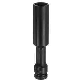 sourcing map Deep Thin Wall Impact Socket 19mm Metric 6 Point Socket 1/2" Square Drive 5" Extra Long Phosphated CR-V Steel Industrial Grade Spindle Axle Nut Socket, Black