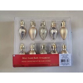 Unbranded Mini Gold Bulb Ornaments Shatterproof Christmas Tree 10pc 1.75"
