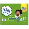 Puffs Plus Lotion 2-Ply Facial Tissues 12 Cube Boxes, 72