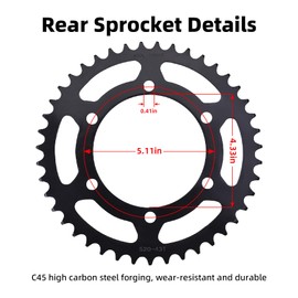 XYRVICT Chain and Sprocket Kit Replacement for Kawasaki Nin/ja 250 R EX250R 2008-2012 Front 14T Rear 43T 520hz Standard 106 Links