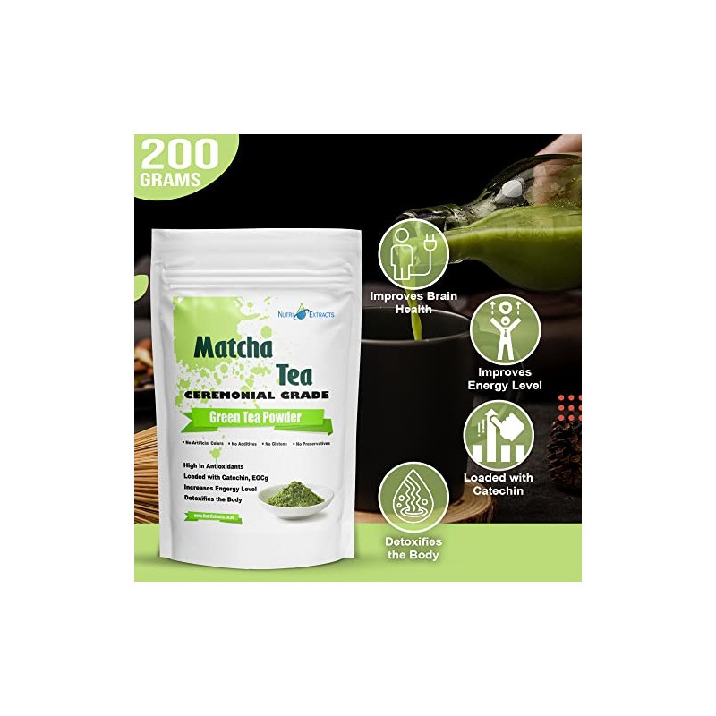 NutriExtracts Ceremonial Grade Matcha Green Tea Powder - 200g