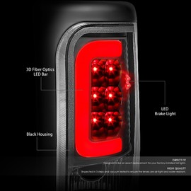 Auto Dynasty Full LED Tail Lights Lamps Compatible with 1994-2002 Dodge Ram 1500 2500 3500, C-Shape LED Stripe Bar Rear Brake Lamps, Driver and Passenger Side, Black Housing Clear Lens